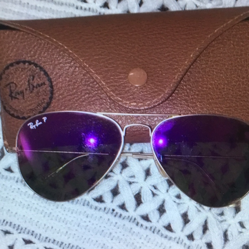 Ray-Ban Aviator Sunglasses with Purple Lenses